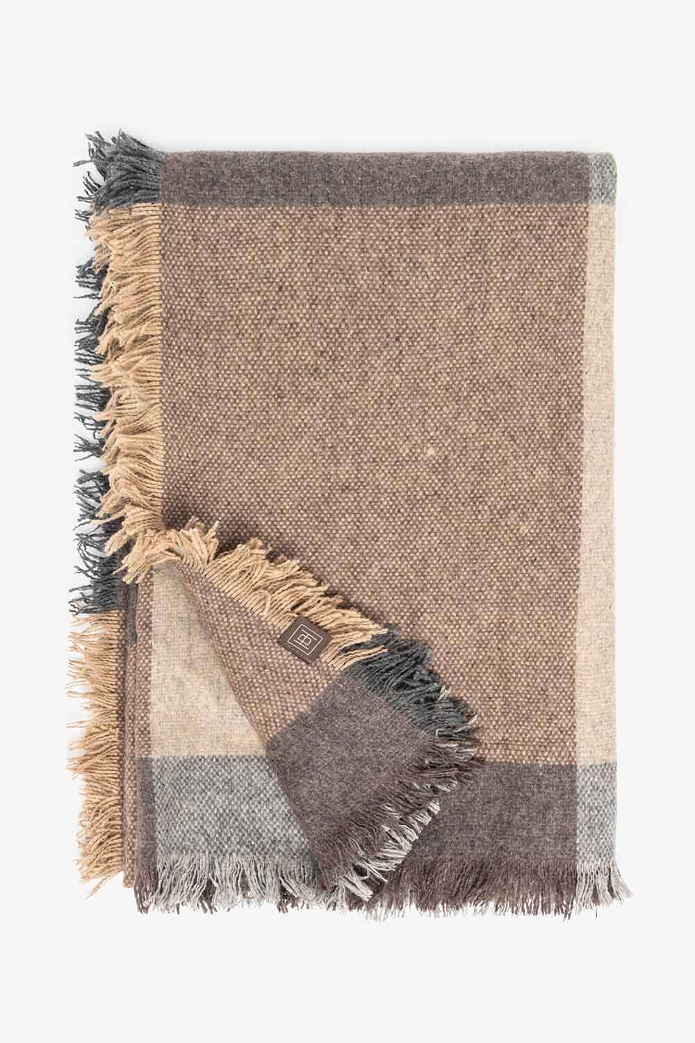 HALVOR BAKKE Ulundi pledd store ruter, Brun ull