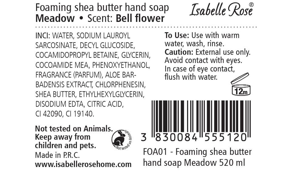 Foaming shea butter soap Meadow 520 ml Isabelle Rose