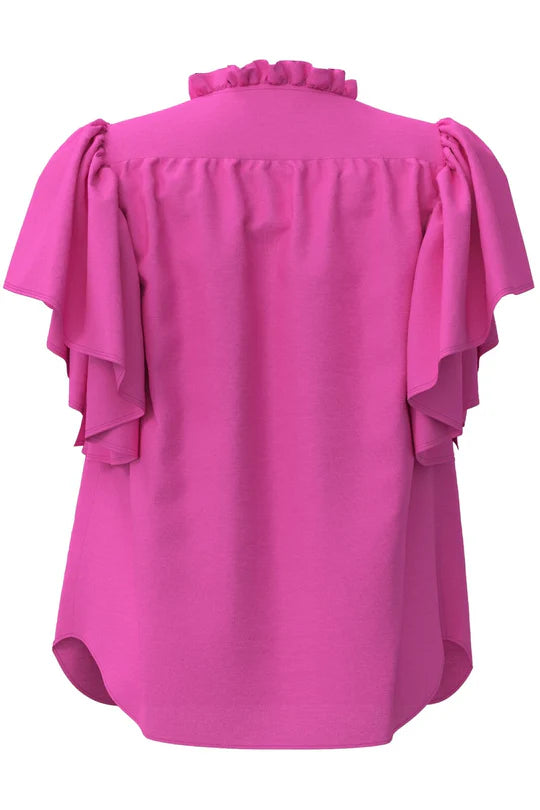 CO`COUTURE Hera SS Frill Topp, Rosa