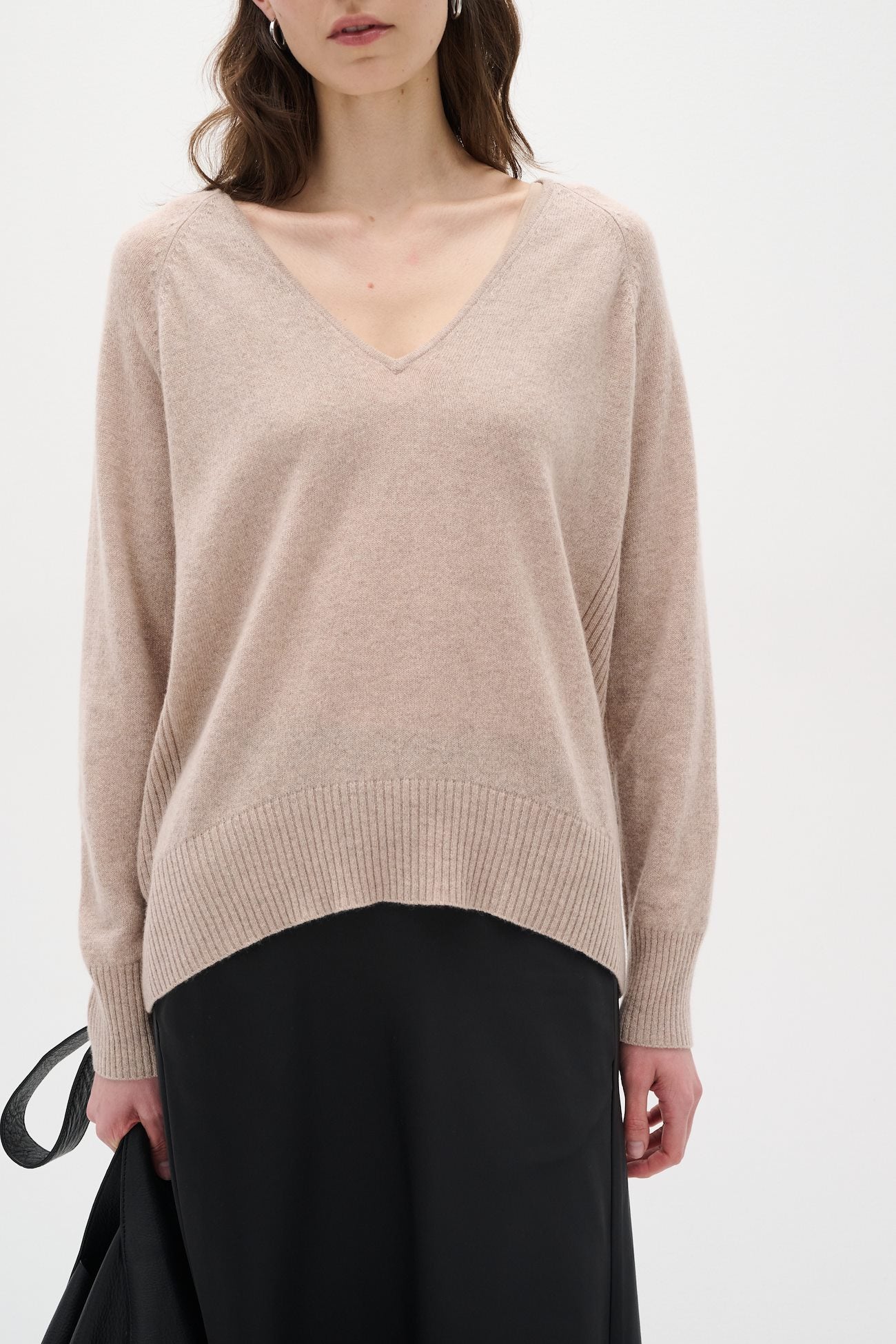 INWEAR Lukka kasjmir v-neck pullover, beige melange