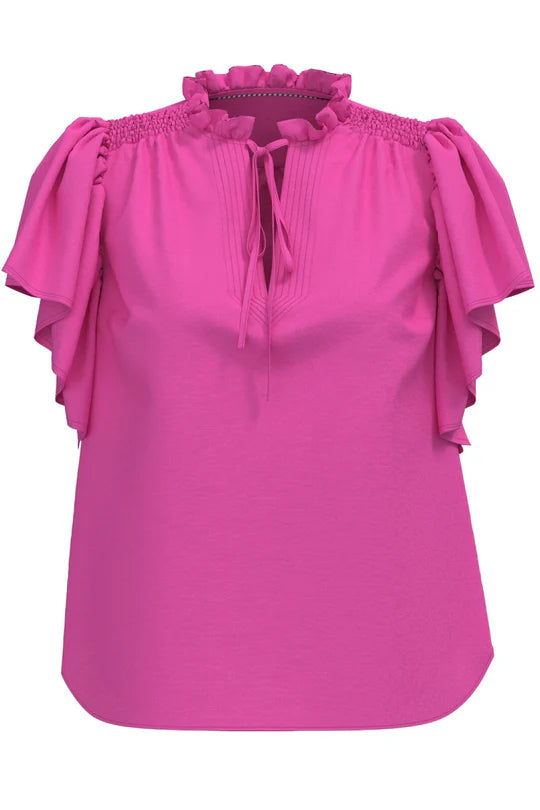 CO`COUTURE Hera SS Frill Topp, Rosa