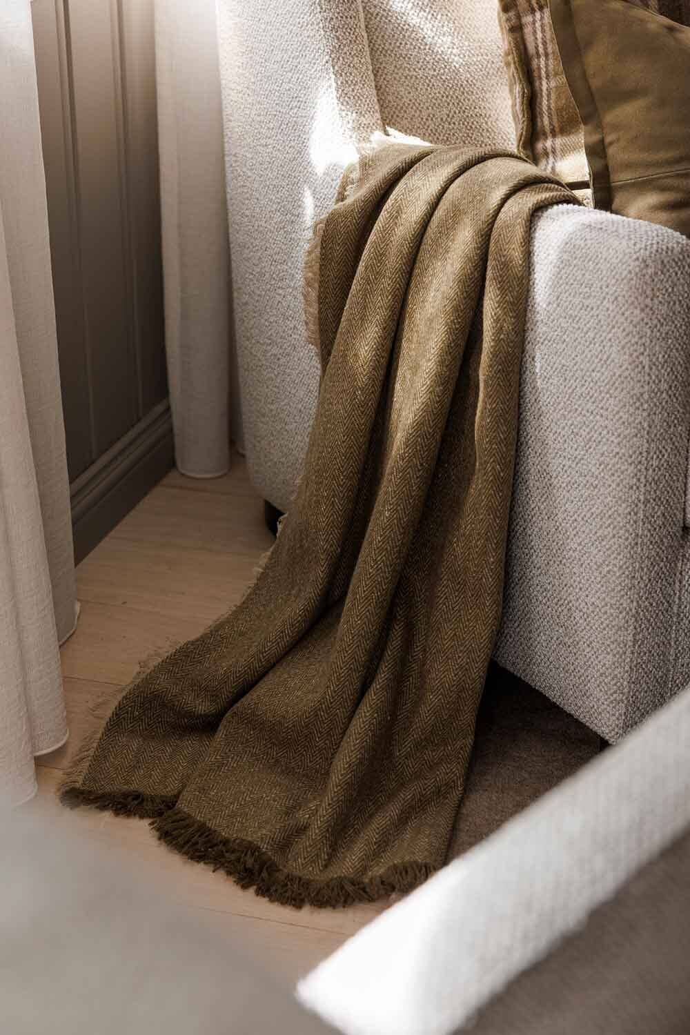 Famenne Pledd Herringbone, Resirkulert Ull