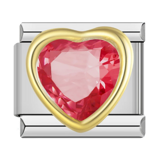 FIRENZE charm link Heart gold and red
