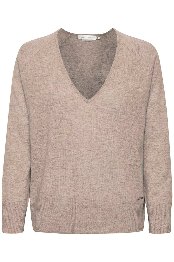 INWEAR Lukka kasjmir v-neck pullover, beige melange