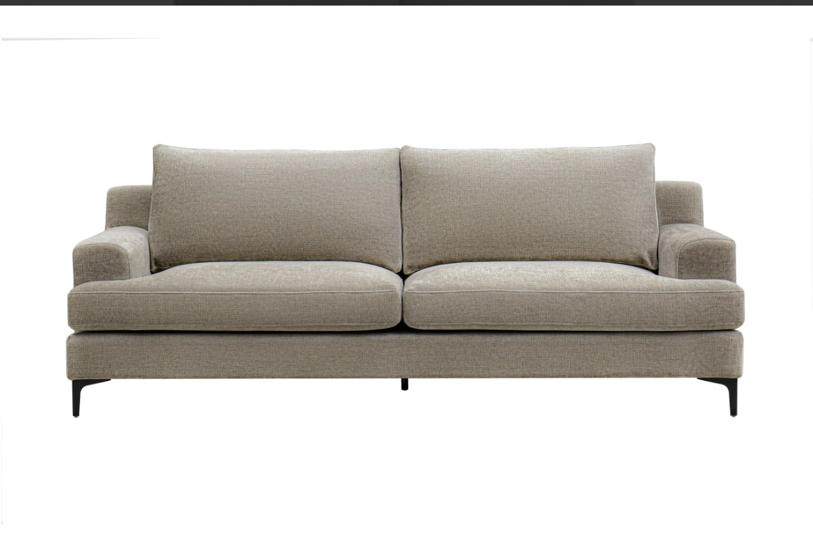 Sofa Maddox stoff Chenille Beige B228 D90 H73 / H86 m pute