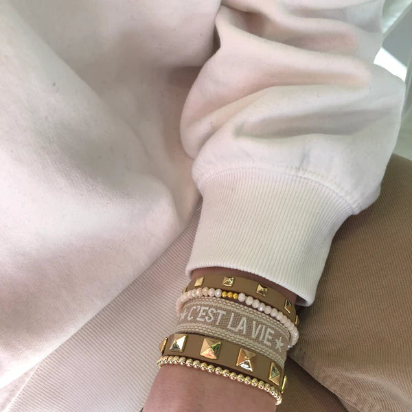 DARK Woven Friendship Bracelet "C`est La Vie", Sand