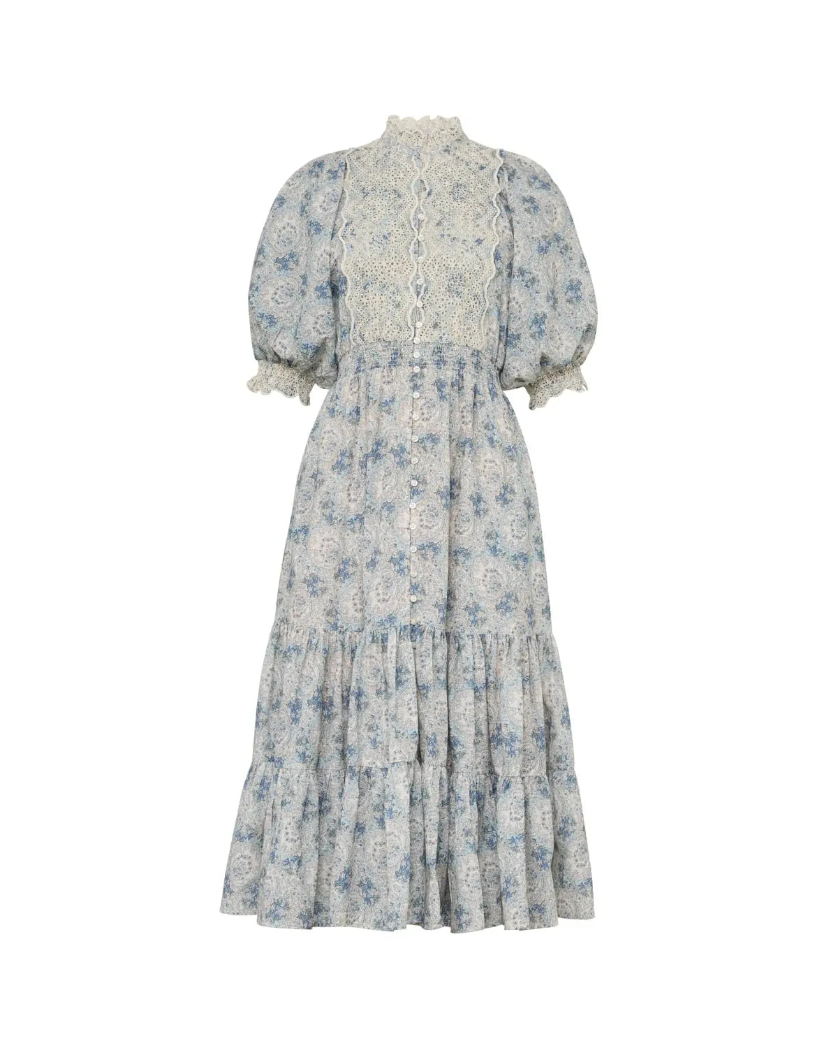 BY TIMO Cotton slub, midi dress, blue paisley