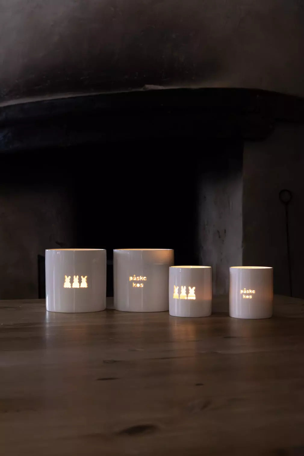 SØGNE hvit t-lysholder påskehare small