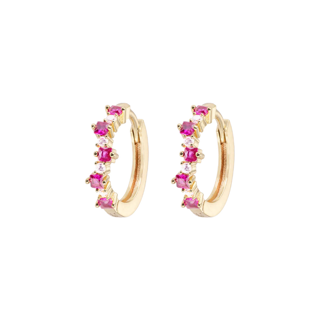 EMILIA medium mixed hoops Cerise