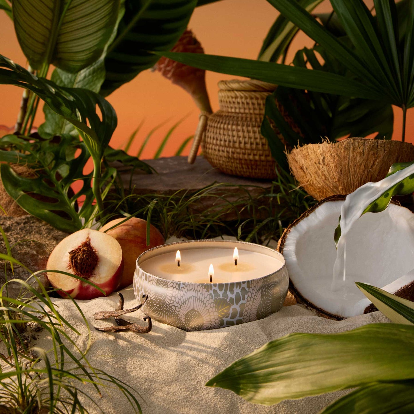 VOLUSPA 3-Wick Tin Candle, Tahitian Coconut vanilla