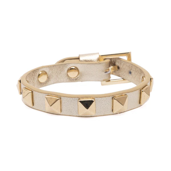 DARK Leather Stud Bracelet, Gold metallic/gold
