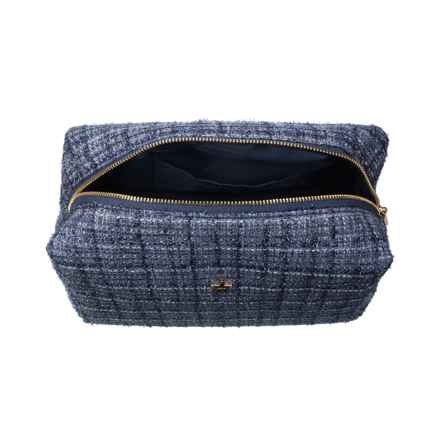 DARK Tweed Make-up Pouch Large, Grisalle blue
