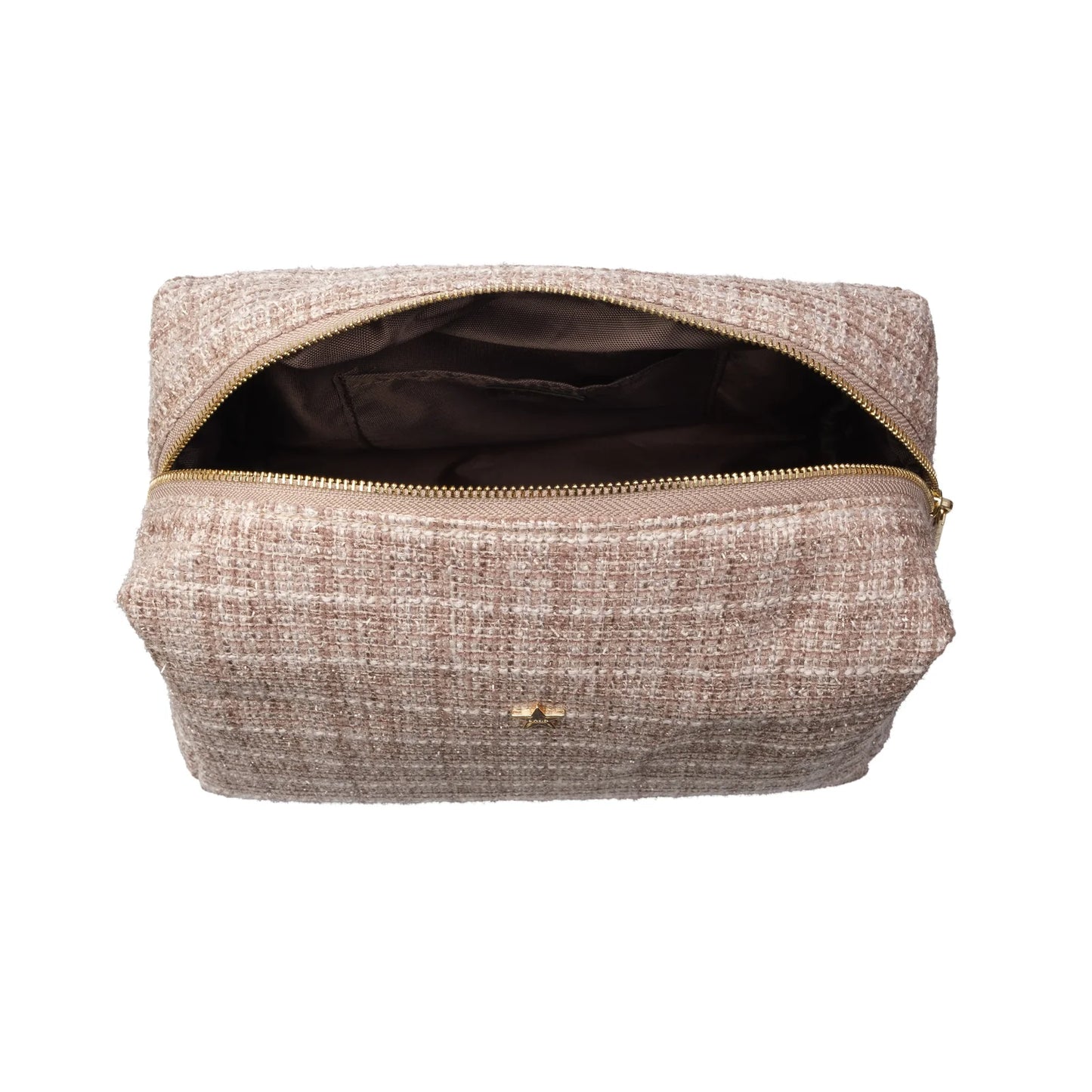 DARK Tweed Make-up Pouch Large, Warm taupe