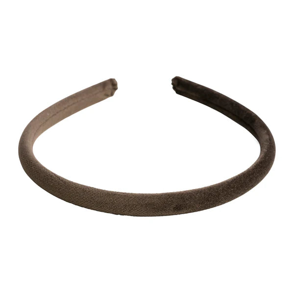 DARK Velvet Head Band Thin, Chocolate brown