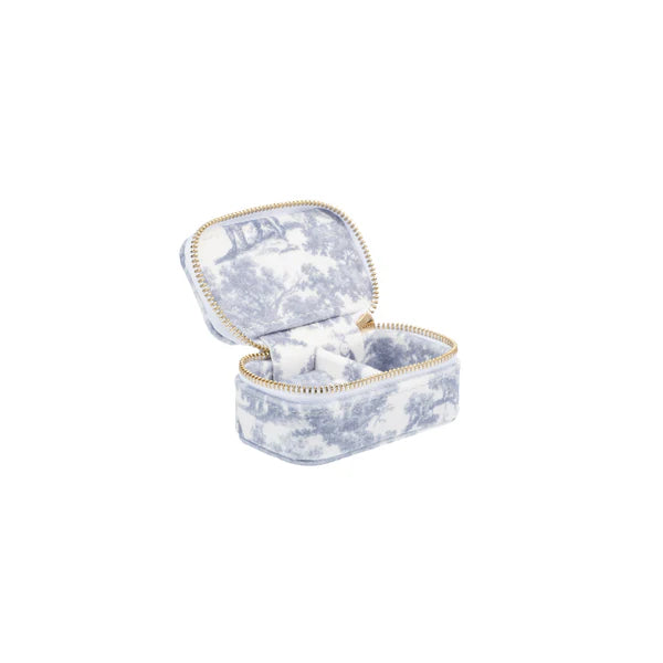 Velvet jewellery box micro - Country blue savannah pattern