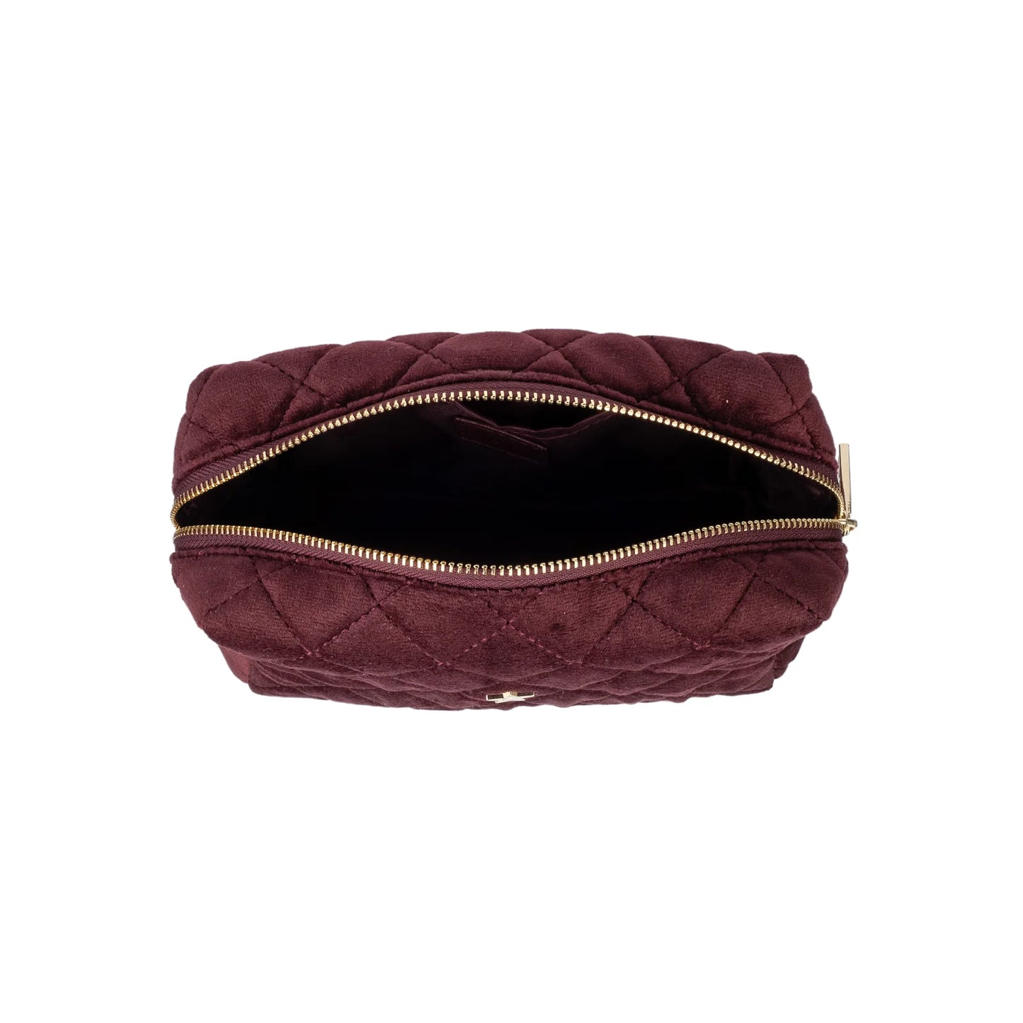DARK Velvet Square Quilted Make-up Pouch Small, Maroon