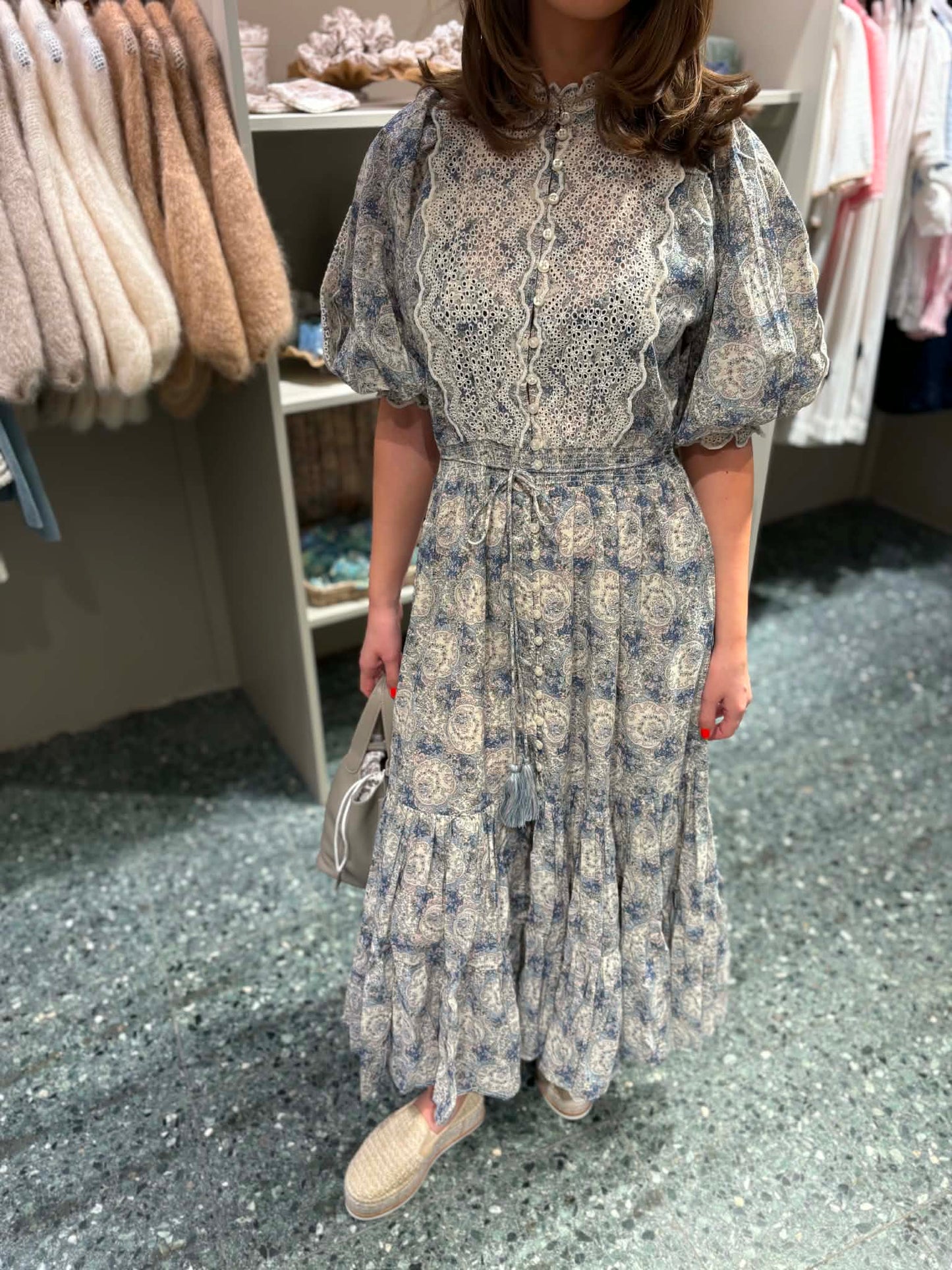 BY TIMO Cotton slub, midi dress, blue paisley