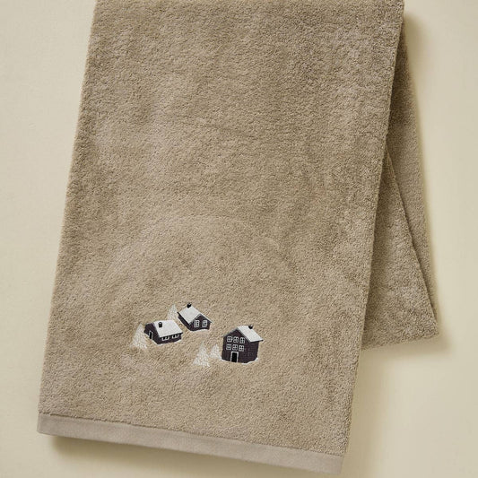 Bath sheet Au coeur de la vallée taupe: 100x150 cm