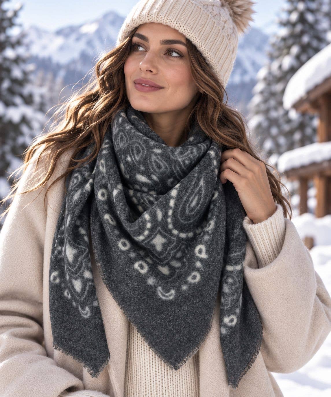 Mykt paisleyskjerf – beige