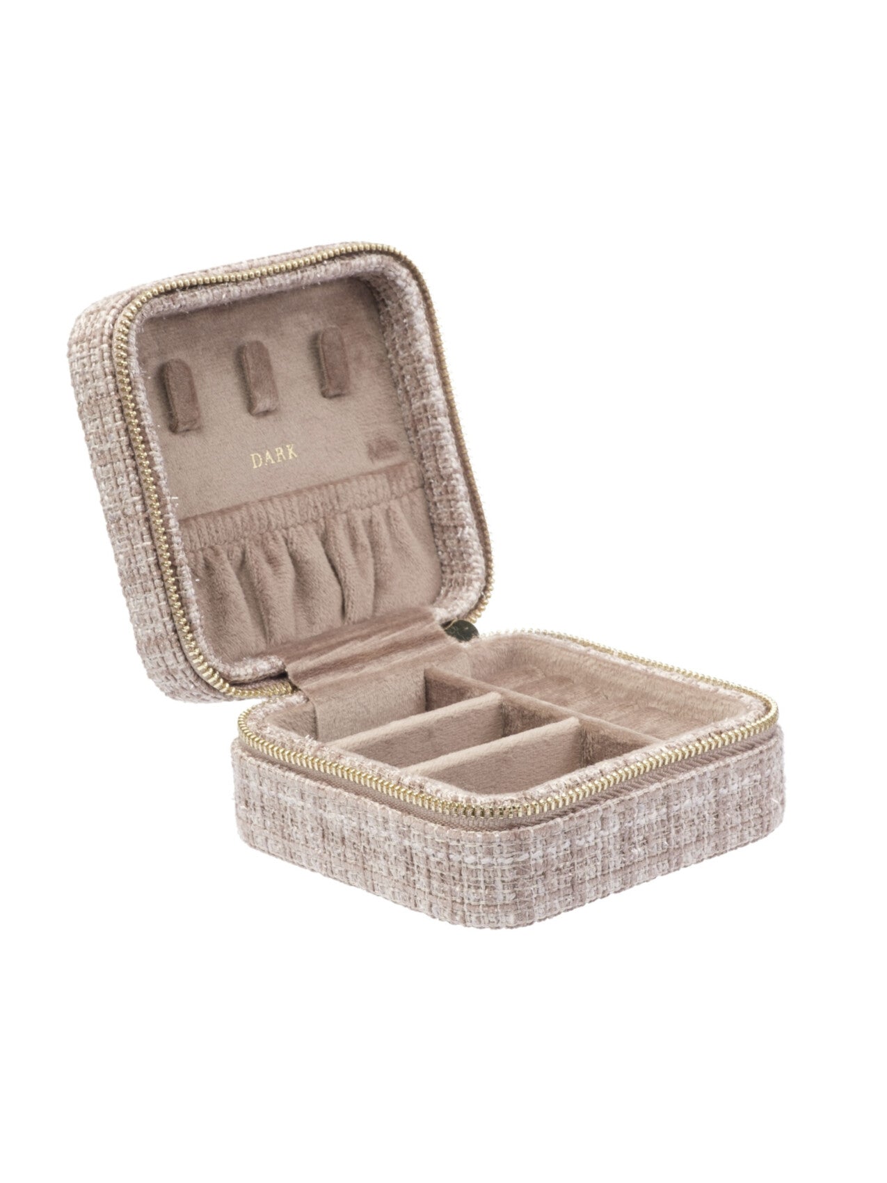 DARK Tweed Jewellery Box Mini, Warm taupe