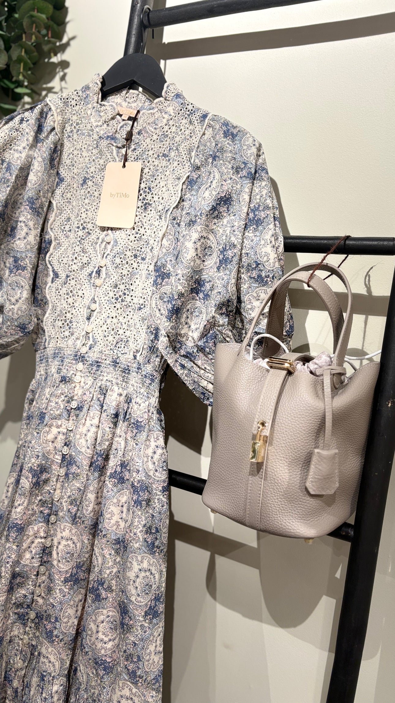 BY TIMO Cotton slub, midi dress, blue paisley