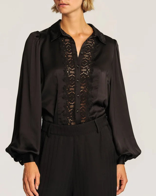BY TIMO Satin Shirt, Black