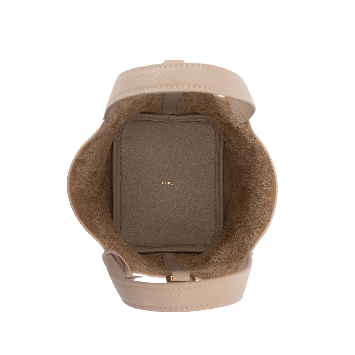 DARK leather bucket bag mini, dark sand