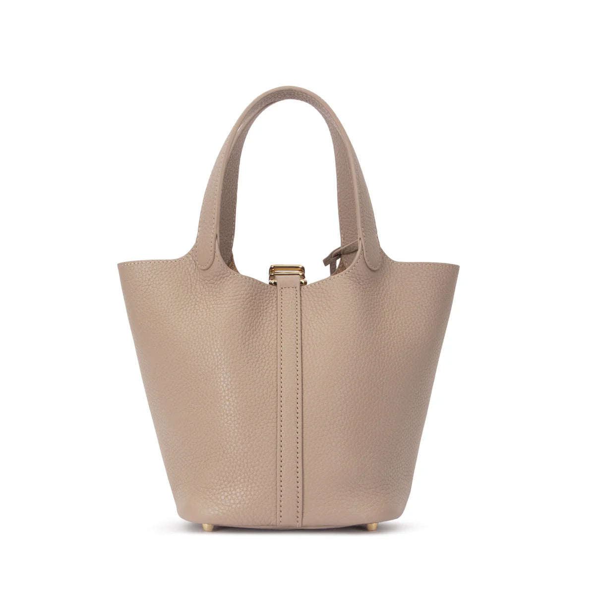 DARK leather bucket bag mini, dark sand