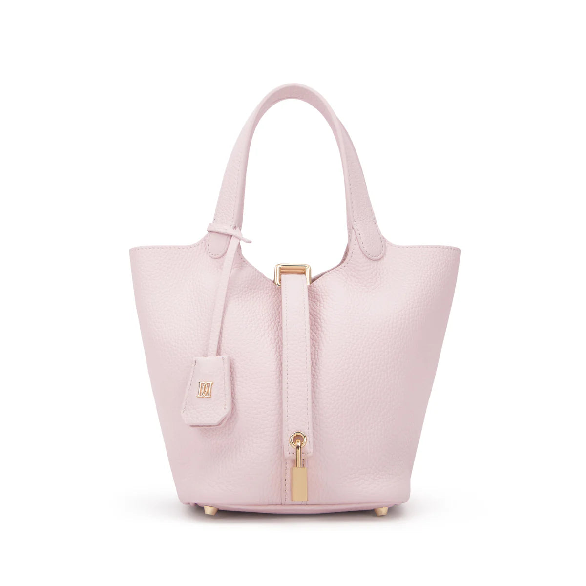 DARK leather bucket bag mini, pale rose