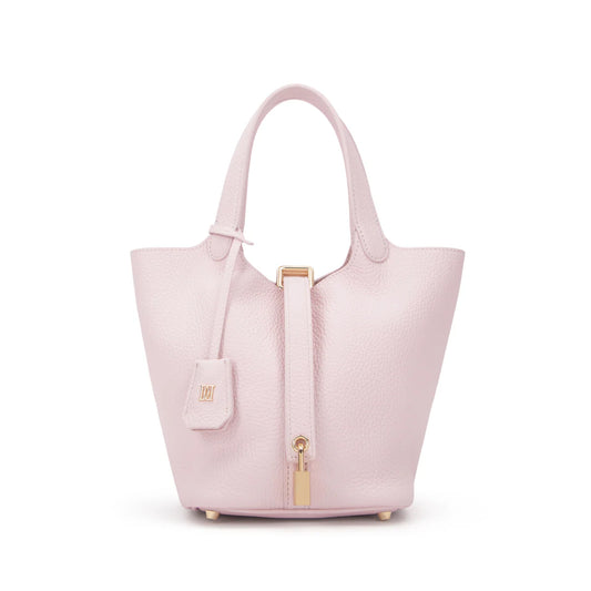 DARK leather bucket bag mini, pale rose
