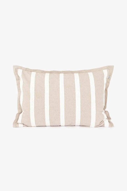 LAMA Putetrekk Bulluno bomull, beige med hvite striper 40x60 cm