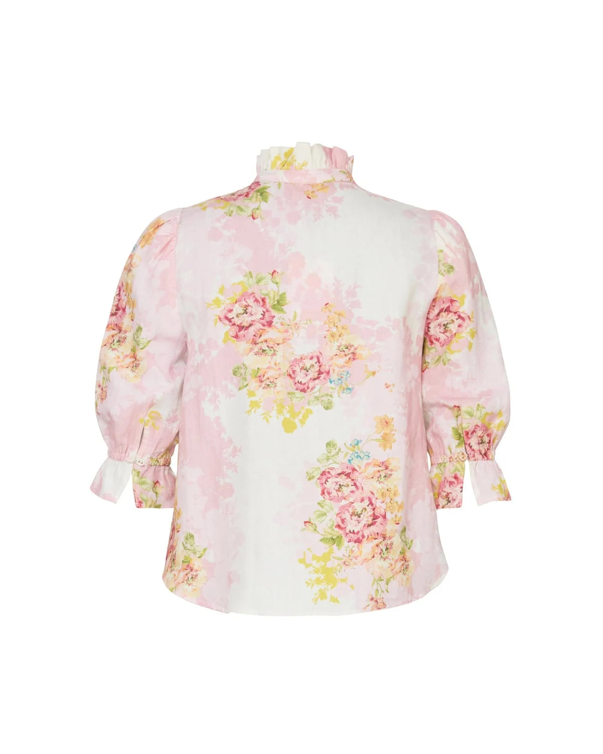BY TIMO Linen Ruffle Blouse, rose amore