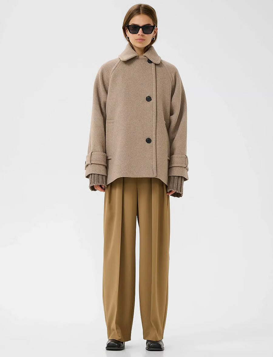 InWear Ullkåpe Thora Minona Coat R, sandy grey melange