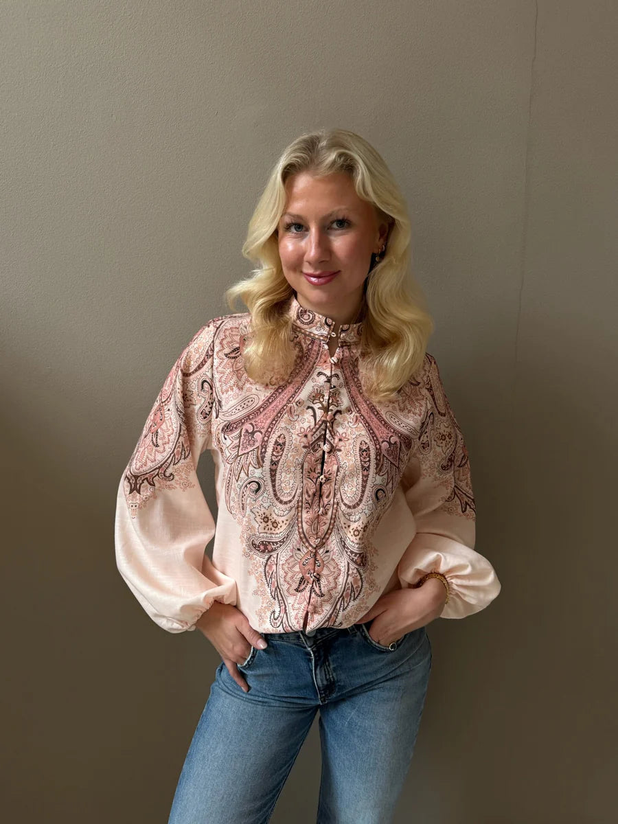 FROM PARIS WITH LOVE paisley blouse beige