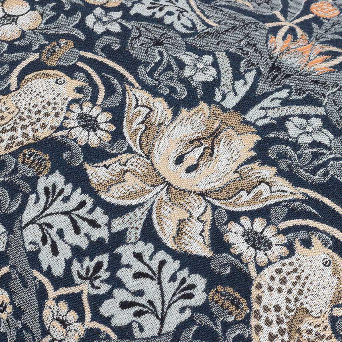 Strawberry Thief Piped Jacquard Cushion Indigo: Indigo / Cover Only / 55 x 55