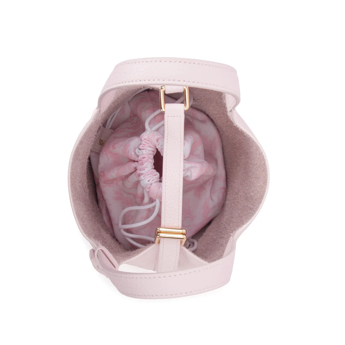 DARK leather bucket bag mini, pale rose