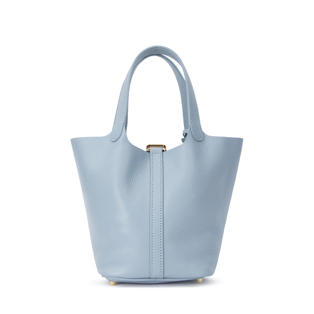 DARK leather bucket bag mini, light blue