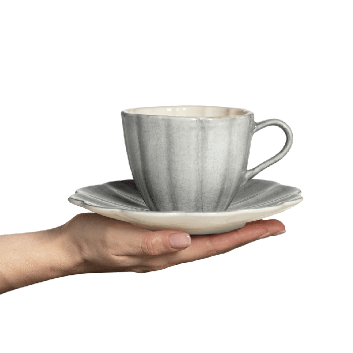 MATEUS Oyster Cup & Saucer 25cl , grå
