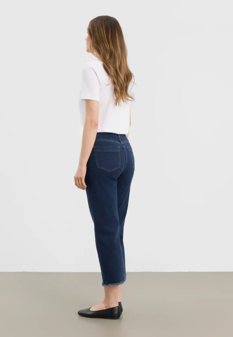 Laurie Amelia Raw Straight Cropped, Dark Blue Denim