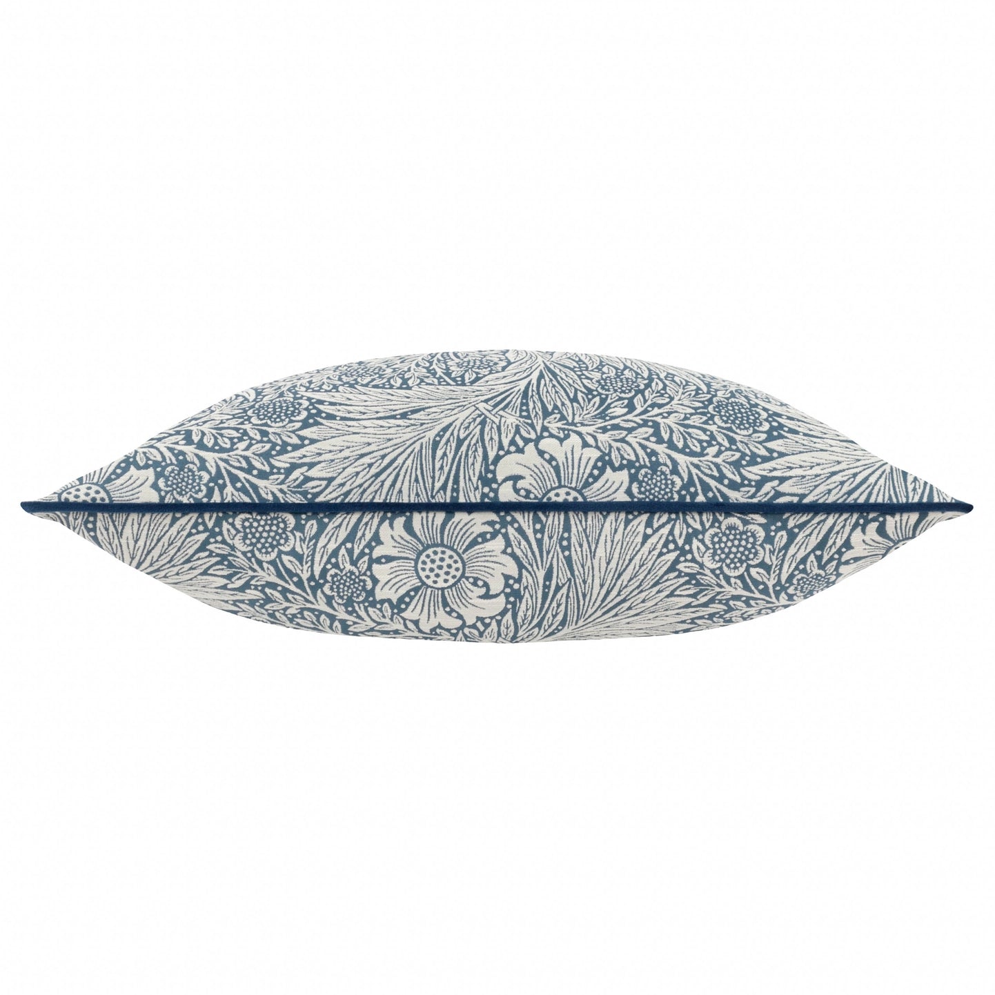 Marigold Piped Jacquard Cushion Indigo, 50x50