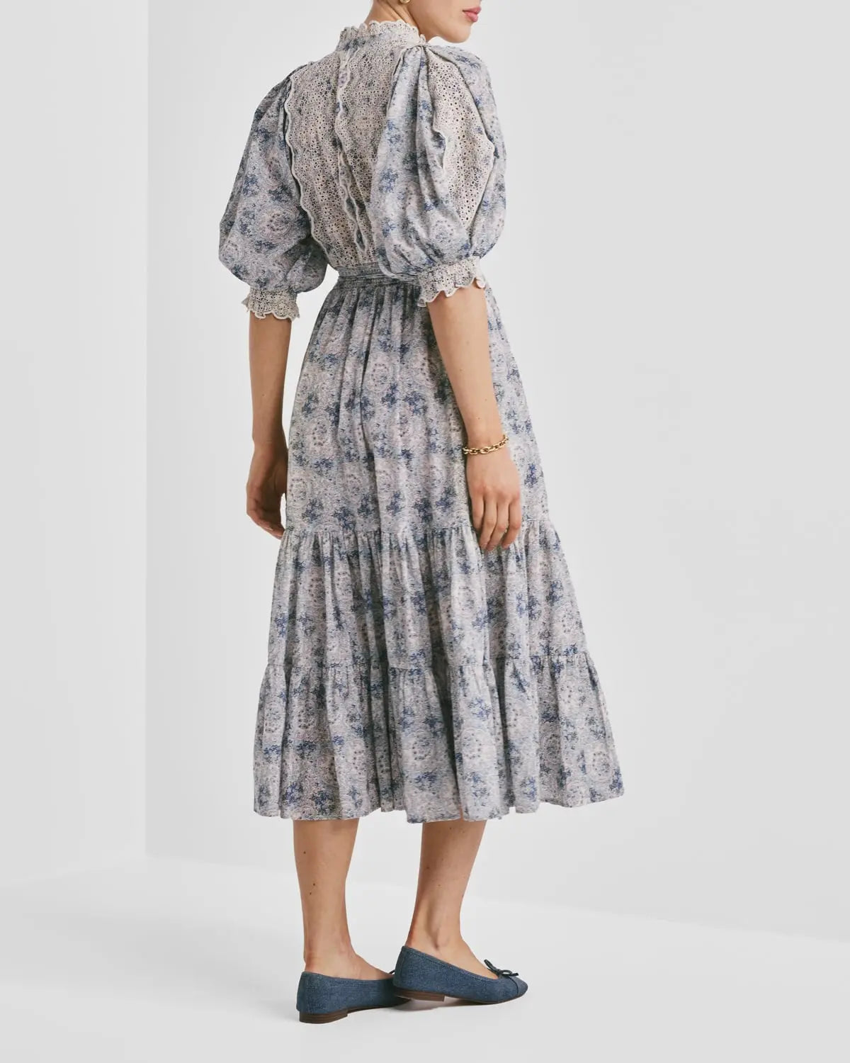 BY TIMO Cotton slub, midi dress, blue paisley