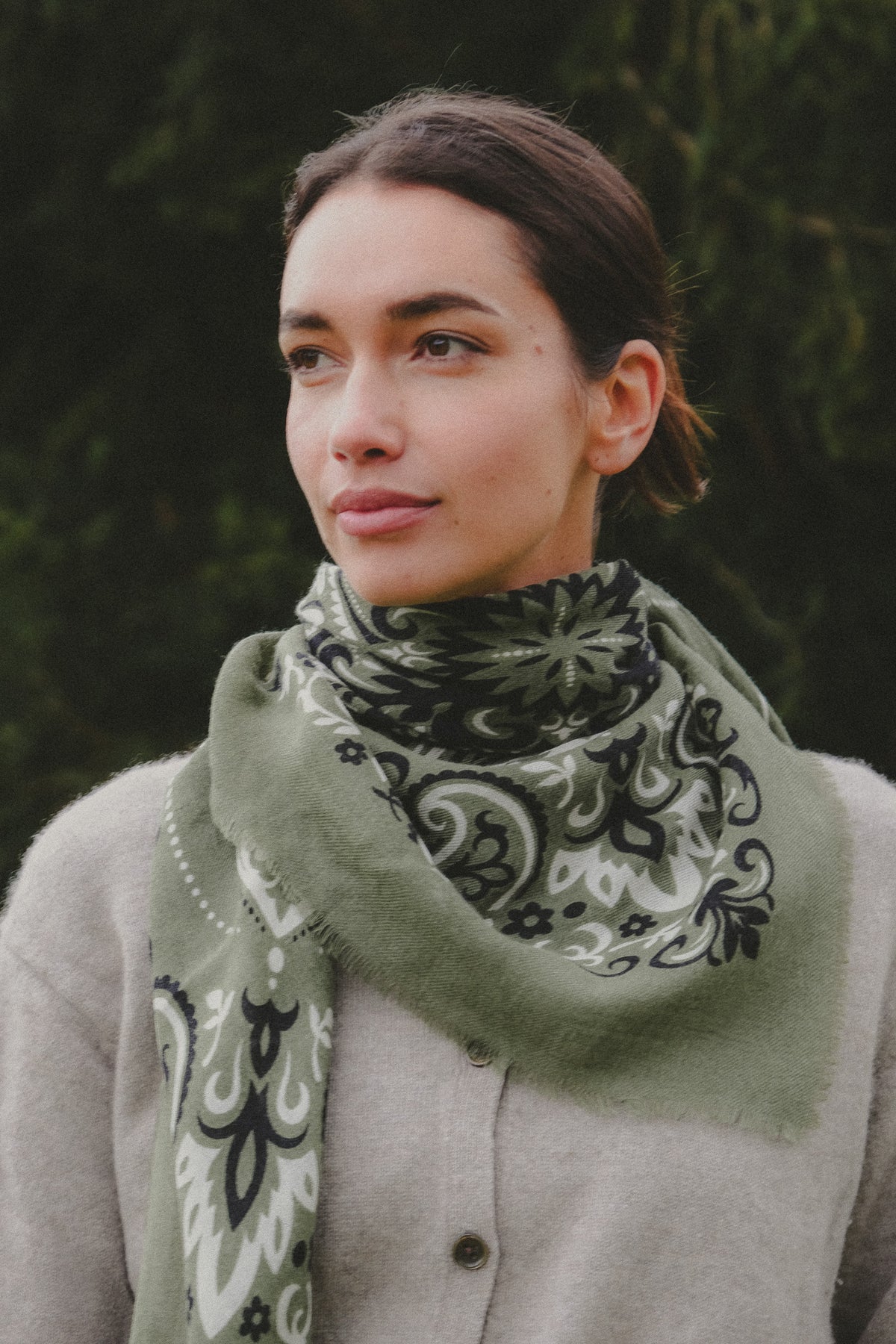 Maison Lecomte Flament, Scarf Bandana Kaki