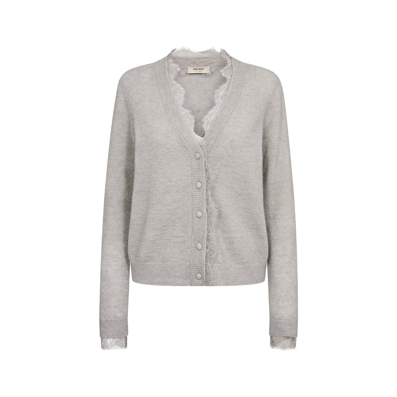 Mos Mosh Helmi Lace Knit Cardigan, 821 Mourning Dove