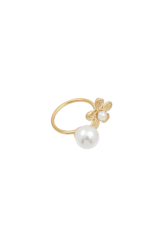 CAMILLA  Ring Flower pearl  - adjustable