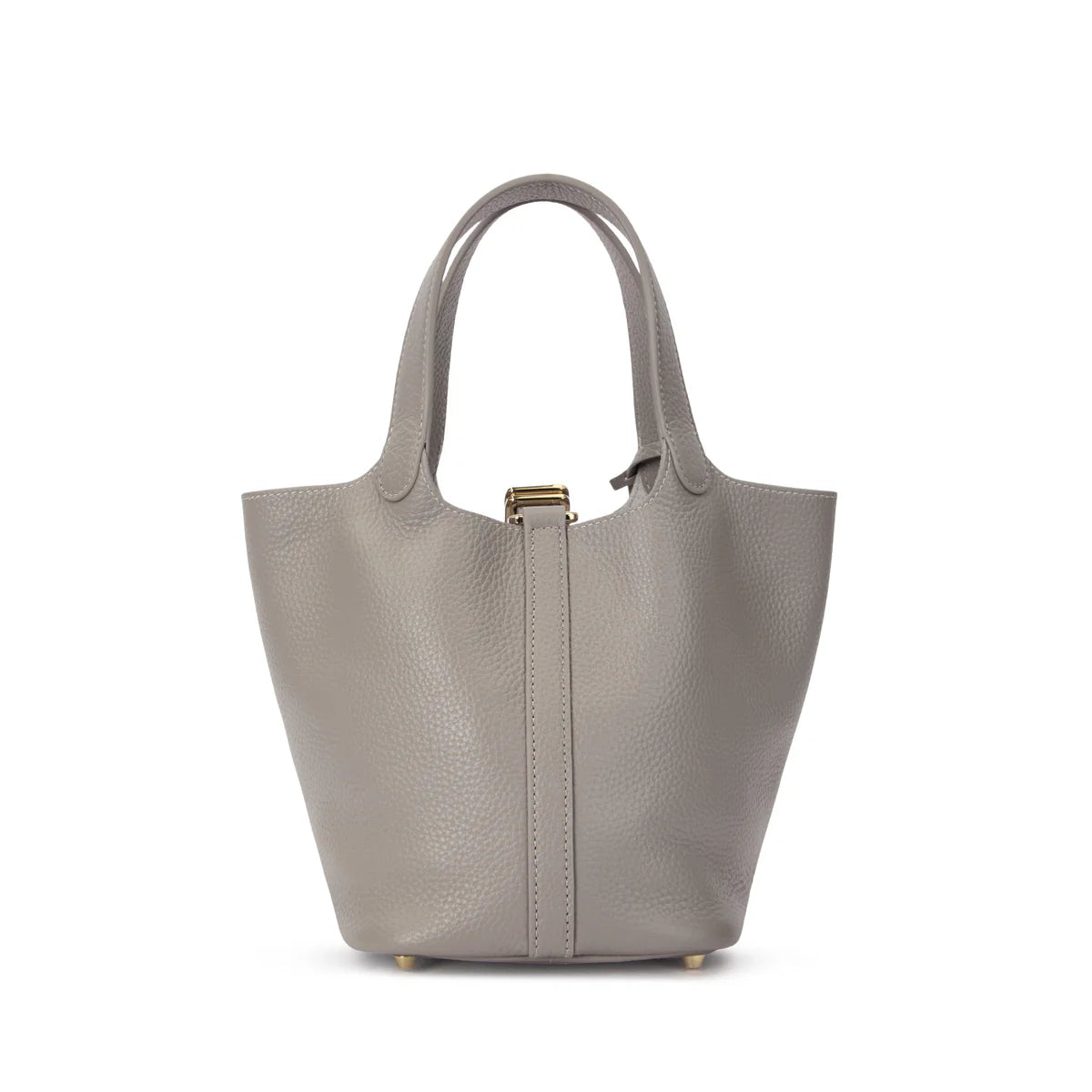 DARK leather bucket bag mini, warm taupe
