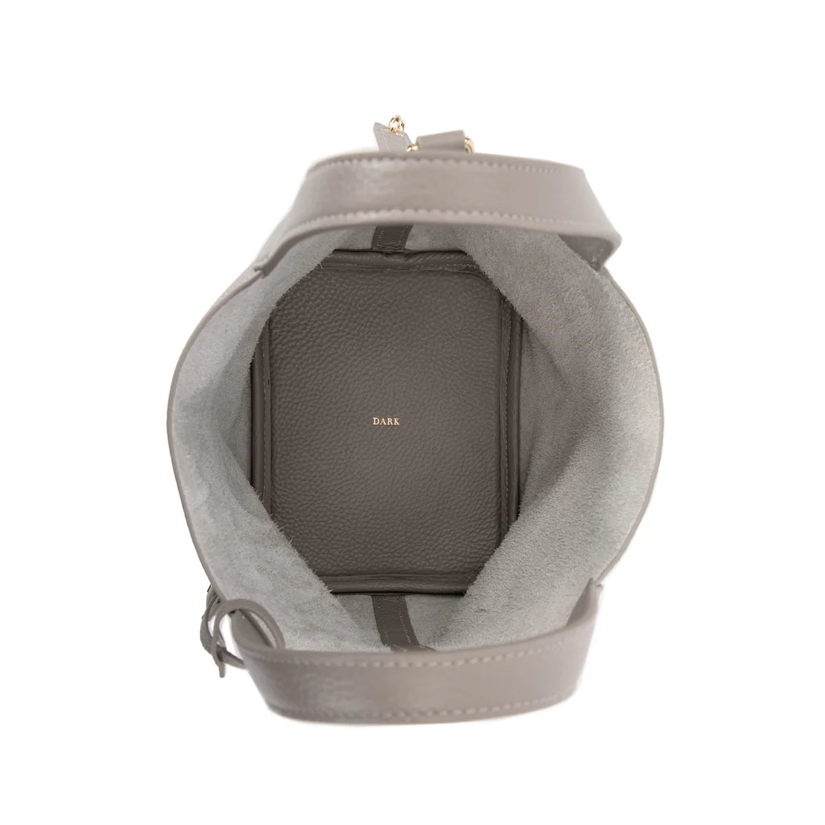 DARK leather bucket bag mini, warm taupe