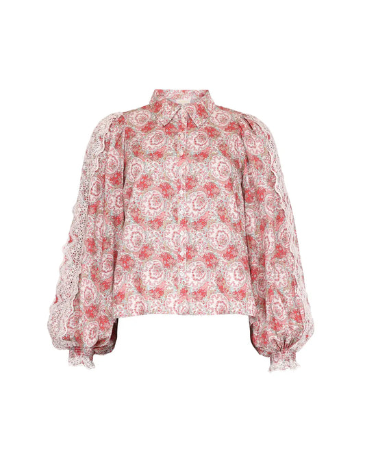 BY TIMO Cotton Slub Shirt Red Paisley