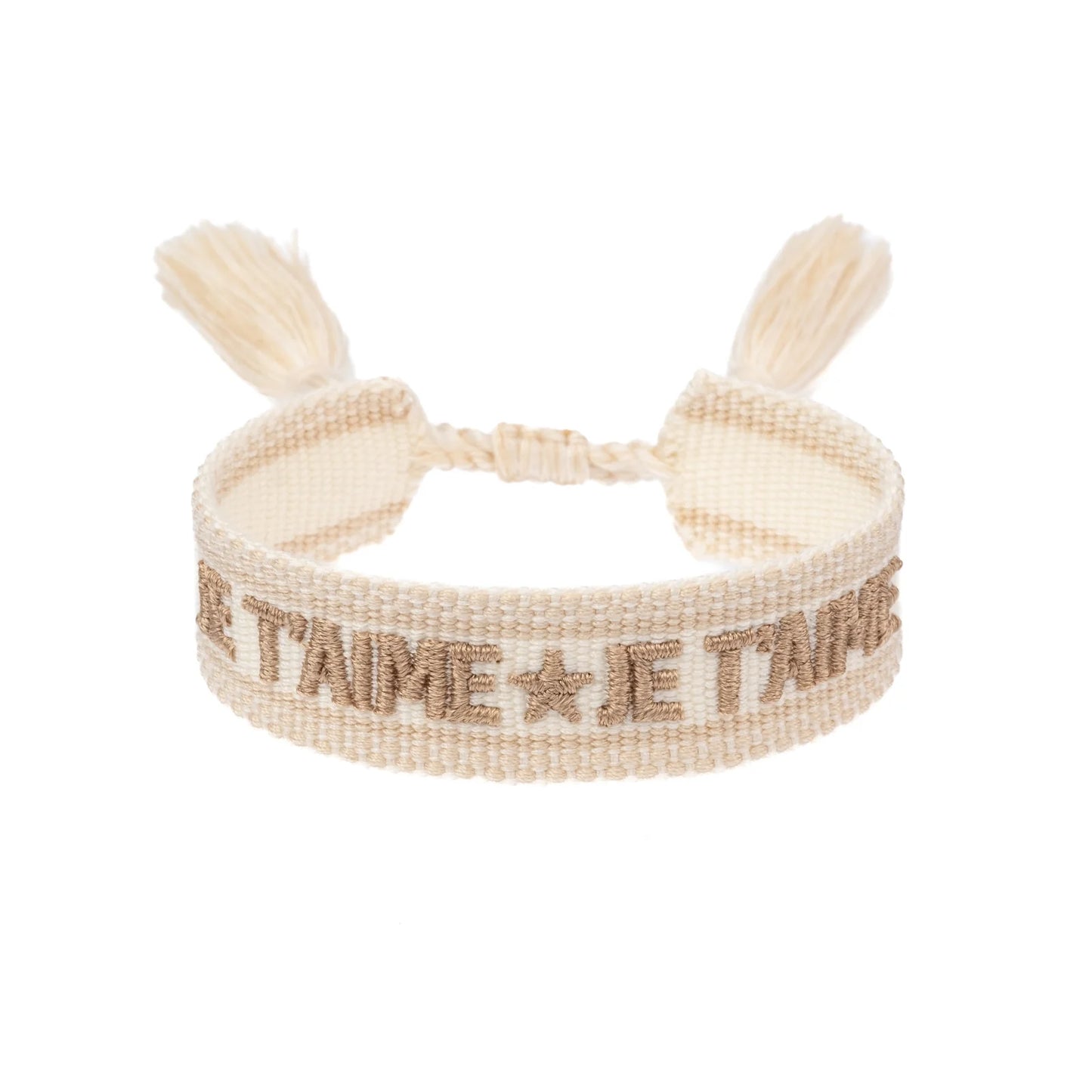 DARK Woven Friendship Bracelet "Je T'aime", Vanilla w/sand