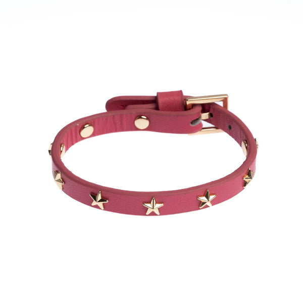 DARK Leather Star Stud Bracelet Mini, Candy kiss/gold
