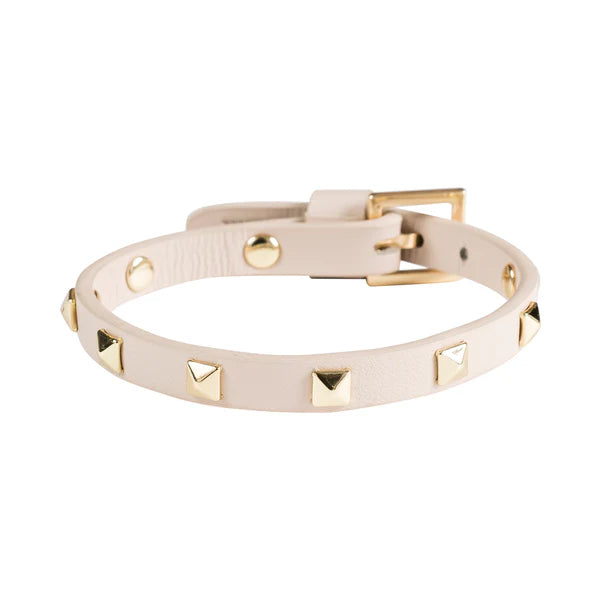 DARK Leather Stud Bracelet Mini, Sand/gold